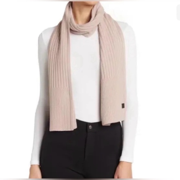 New ALLSAINTS Blush Rib Mix Knit Wool Blend Scarf Wrap, Blush/Pink - Picture 1 of 5